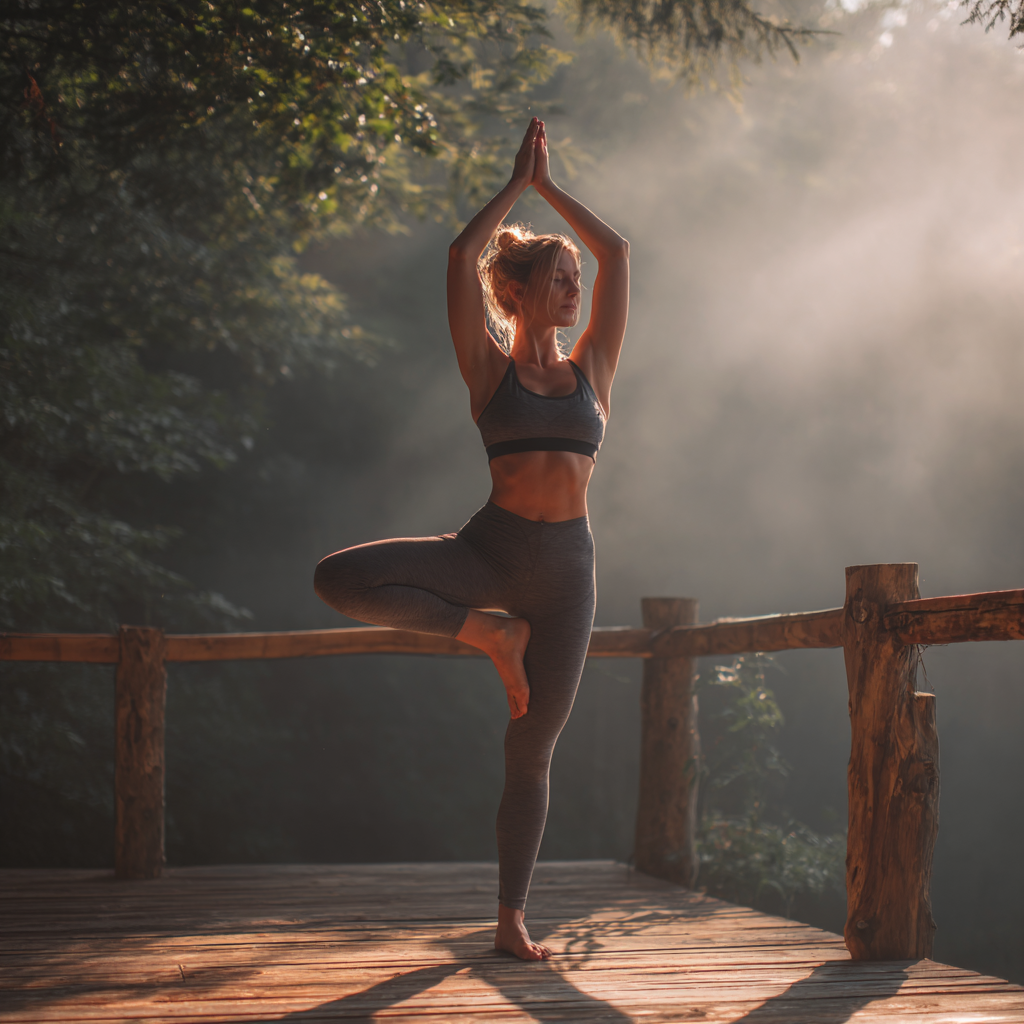 Йога практика на залез слънце